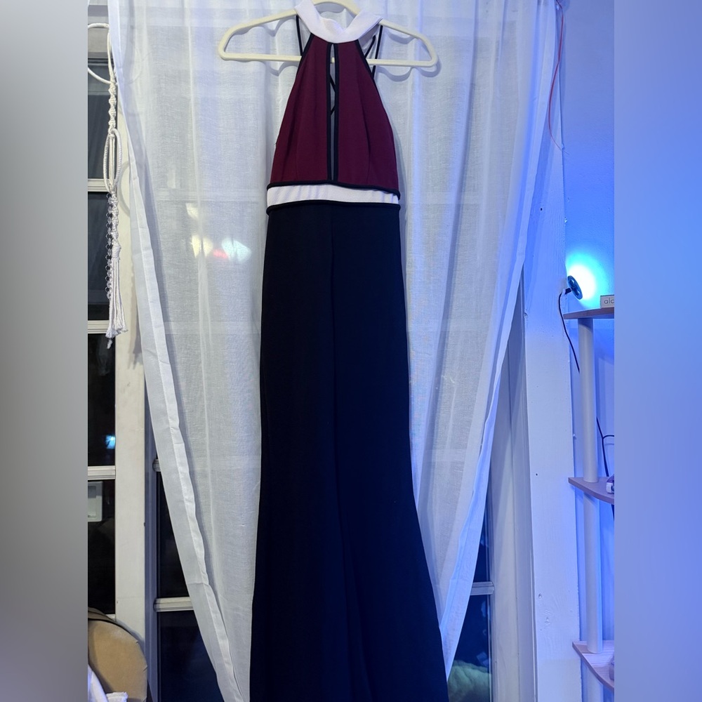 UK2LA Burgundy and Black Color Block Wide-Leg Jumpsuit
